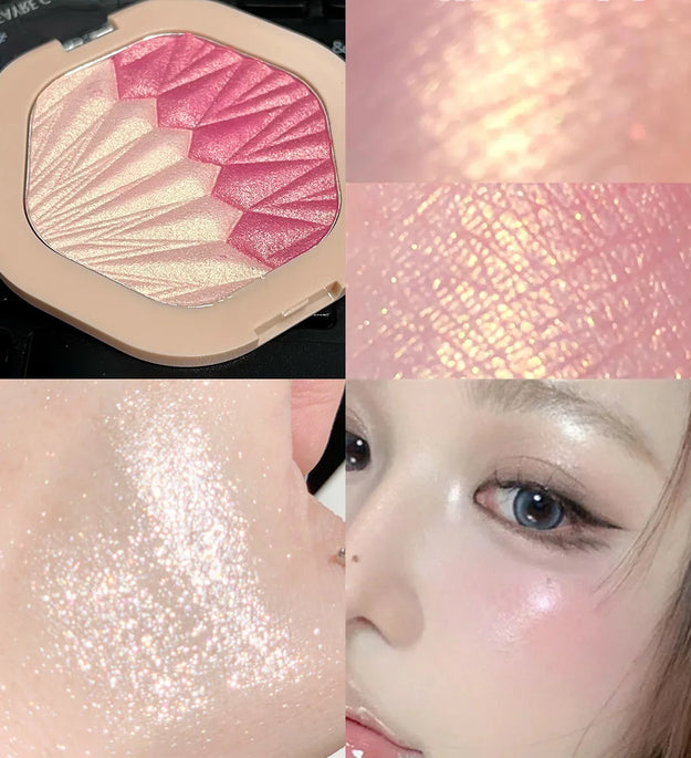 2-color Blush Palette 2 in 1 Contouring Cream Face Cheek Blush Cream Makeup sparkle Highlight Multicolor Makeup Blush