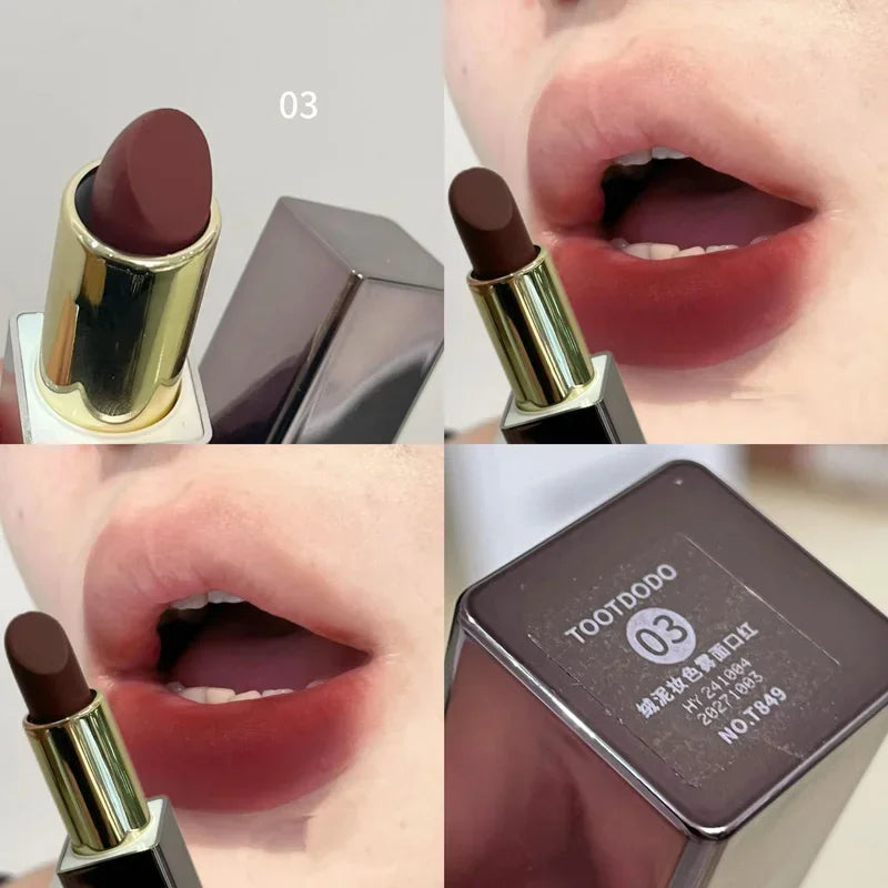 Sexy Matte Punk Dark Brown Lipstick Waterproof Lip Gloss Long Lasting Non-Stick Cup Smoked Matte Lipstick Korean Makeup Cosmetic