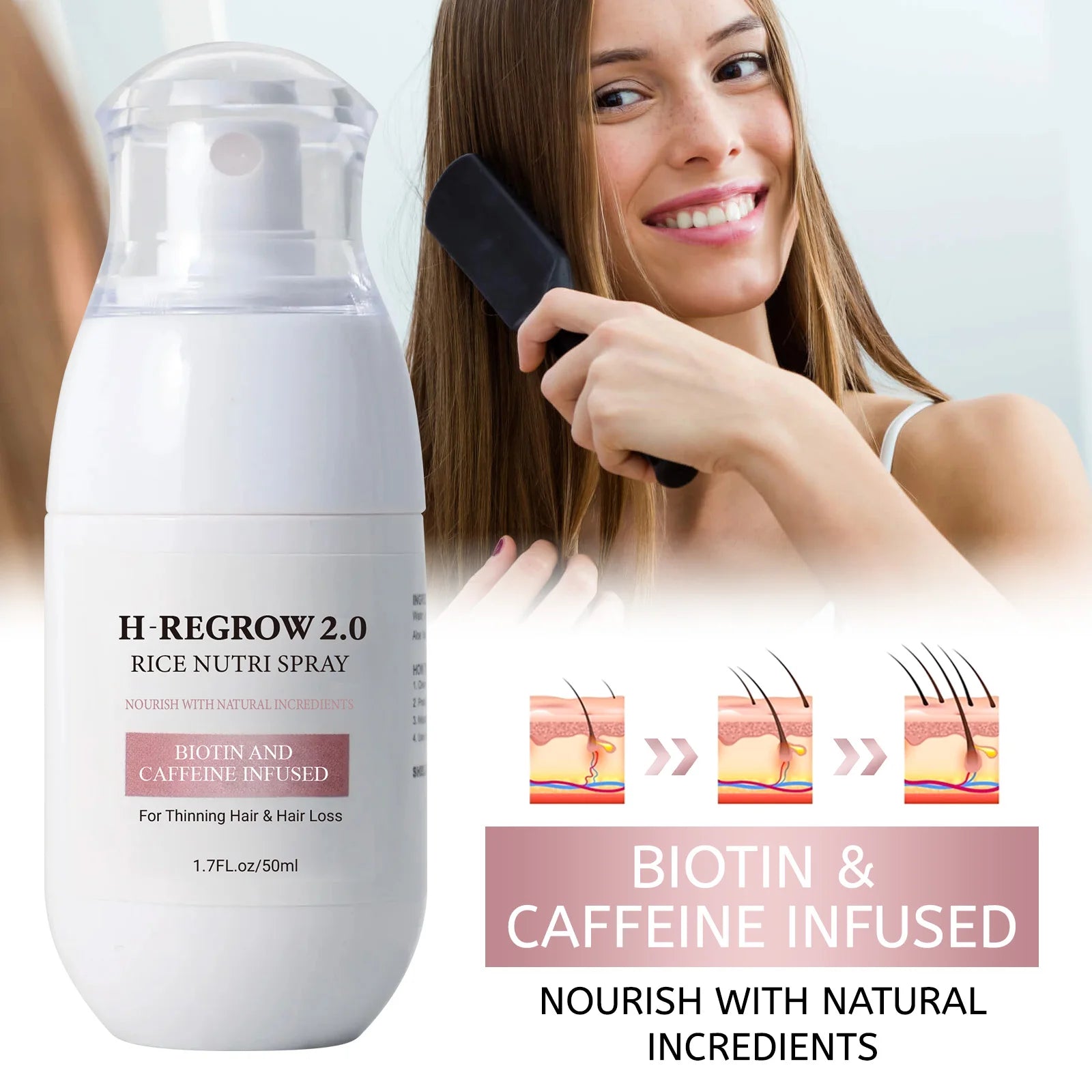 Hair Spray Rice Water Strong Hair Follicle Root Thick Loss Prevention Nourishing Soften Hair Helper Care Spray For Thinning Hair - BlissFully