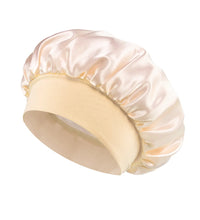 1pcs Soft Silk Satin Lined Bonnet Large Satin Hair Bonnet Household Sleep Shower Cap Hair Wrap Cover for Long Hair Salon Tool - BlissFully
