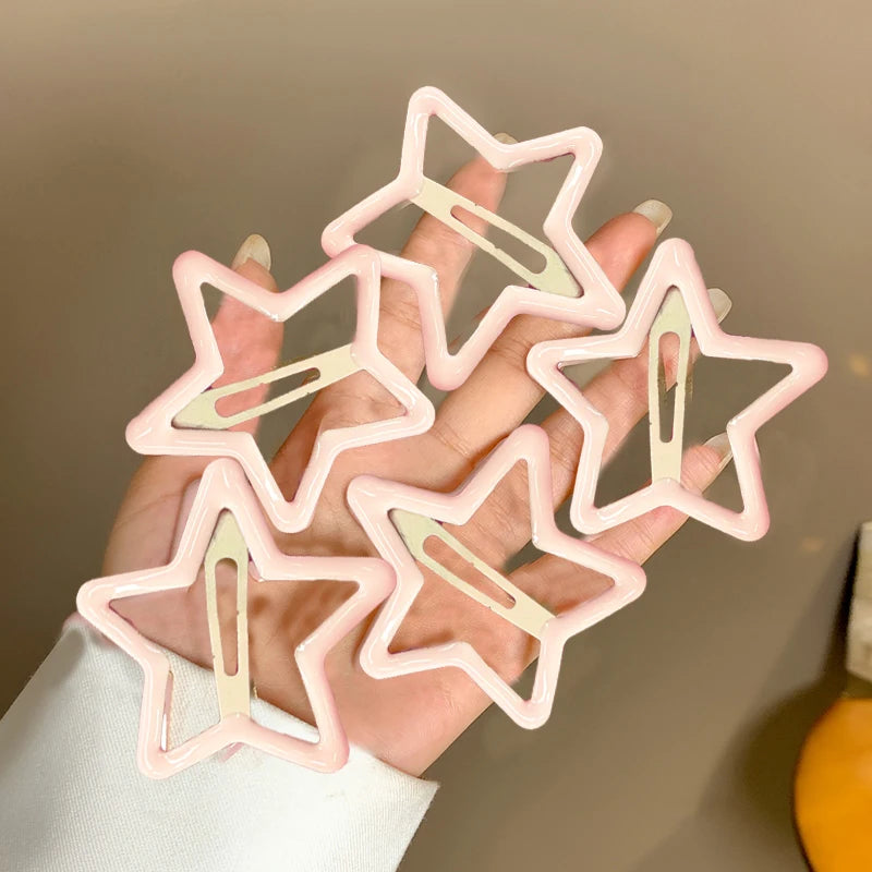 AWAYTR 5 Pcs Hollowed Star Hair Clips Star Snap Hairpins Sweet Headpiece Hair Barrettes Hair Accessories for Girls Dropship