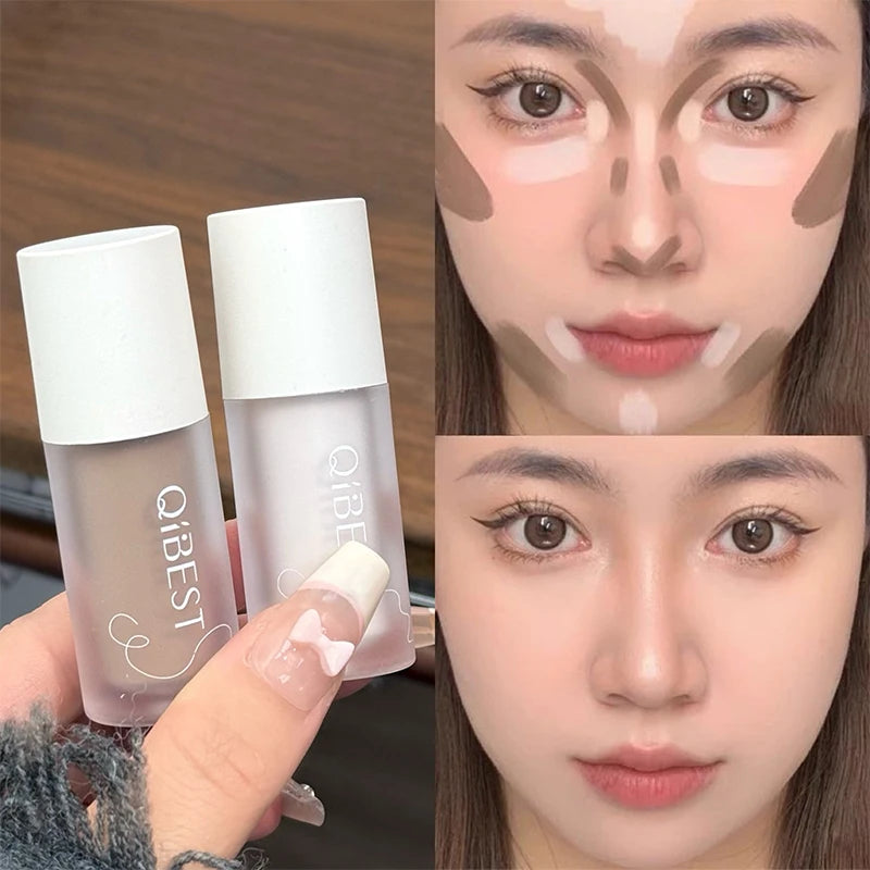 QIBEST Liquid Contour Highlighter Multi-purpose Blush Cream Matte Face Blusher Cheek Tint Bronze Contouring Makeup For Women