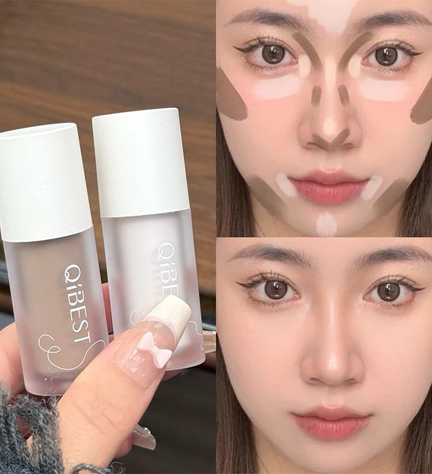 QIBEST Liquid Contour Highlighter Multi-purpose Blush Cream Matte Face Blusher Cheek Tint Bronze Contouring Makeup For Women