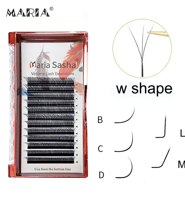 MARIA 3D W Shaped Soft Lash Extension Supplies 0.07 Eyelashes Wholesale Natural Makeup Easy Fan Y Clusters Private Label