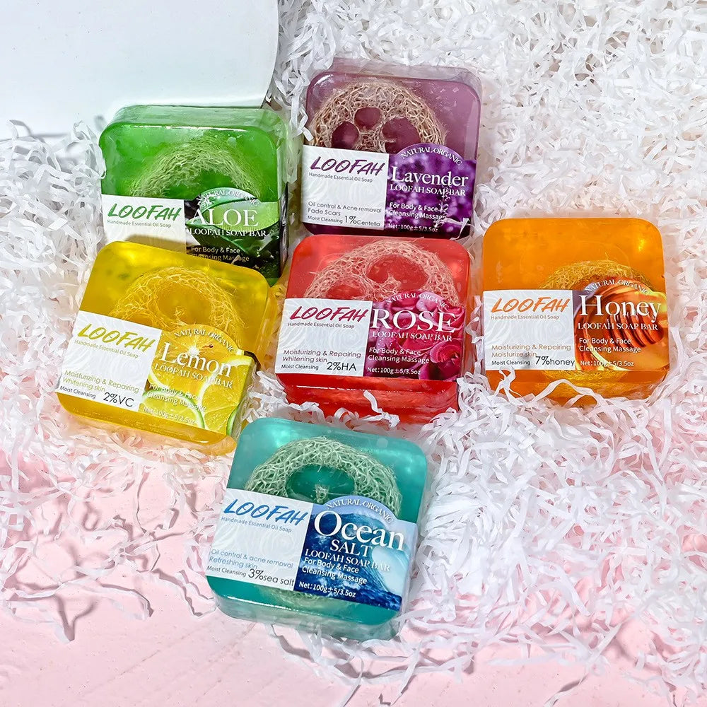 Loofah Sea Salt Deep Cleaning Bath Essential Oil Soap, Rich And Delicate Foam, Easy To Wash, Refreshing Summer Soap
