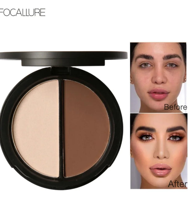 FOCALLURE Highlighter Contour Palette Matte Shimmer Face Shading Powder Natural Bronzer Illuminator Makeup Palette Cosmetics