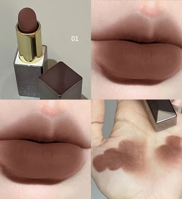 Sexy Matte Punk Dark Brown Lipstick Waterproof Lip Gloss Long Lasting Non-Stick Cup Smoked Matte Lipstick Korean Makeup Cosmetic