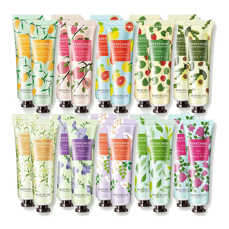 10pcs Fruity Flowery Hand Cream Moisturizing Nourishing Anti Chap Repairing Hands Care Beauty Skincare Hand Creams Sets