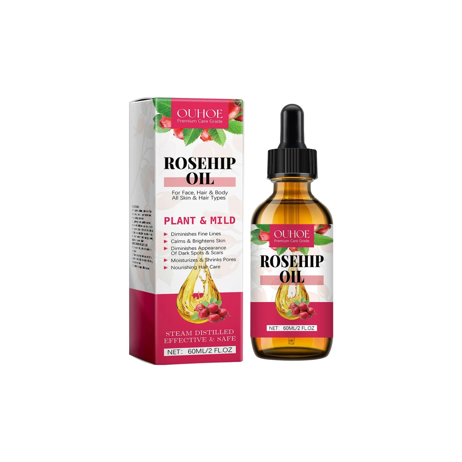 Organic Rosehip Oil Antioxidant Improve Fine Lines Wrinkles Firming Lifting Repair Moisturizer Nourish Smooth Hair Skin Care Oil - BlissFully
