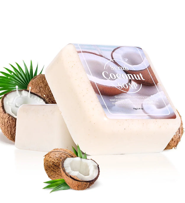 Glutathione Coconut Scrub Handmade Soap Deep Cleansing And Moisturizing Cleansing Bath Plant Essential Oil Soap Portable Soap