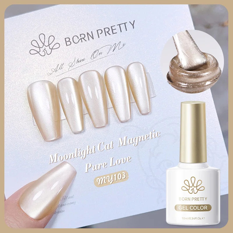 BORN PRETTY 10ml Cat Magnetic Gel Sparkling Ultra Gold Glitter Soak Off UV LED Gel Nail Art Varnish Manicure Valentine's Day