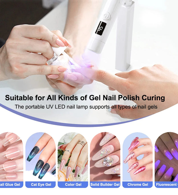 UV LED Nail Lamp Mini UV Nail Lamp for Manicure Portable Nail Dryer Stand Lamp Professional Ultraviolet Mini Nails Drying Light