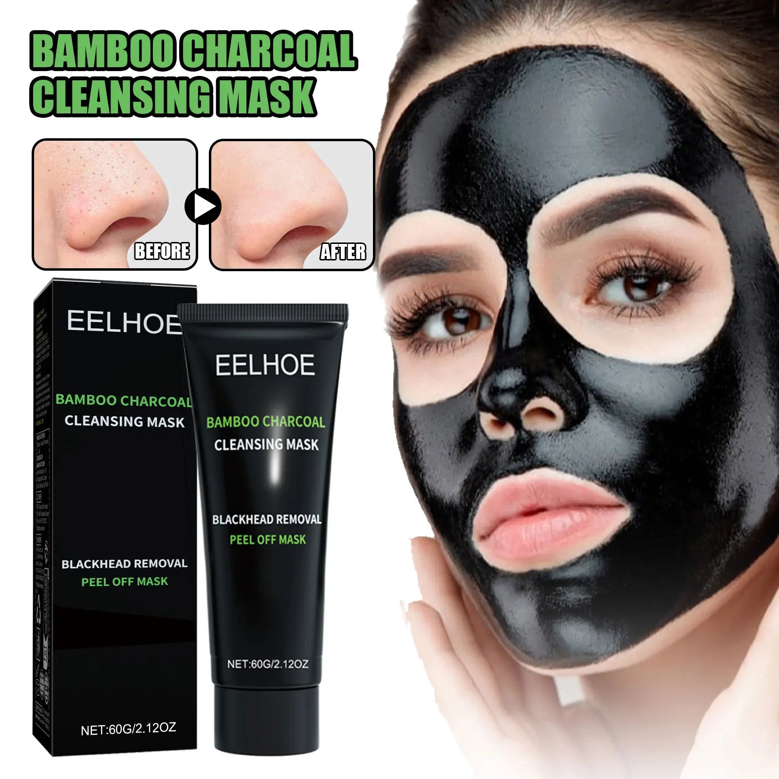 Bamboo Charcoal Tear-off Mask Blackhead Remover Deep Cleanig Purifying Shrink Pores Cream Exfoliator Peel Mud Mask Skin Care