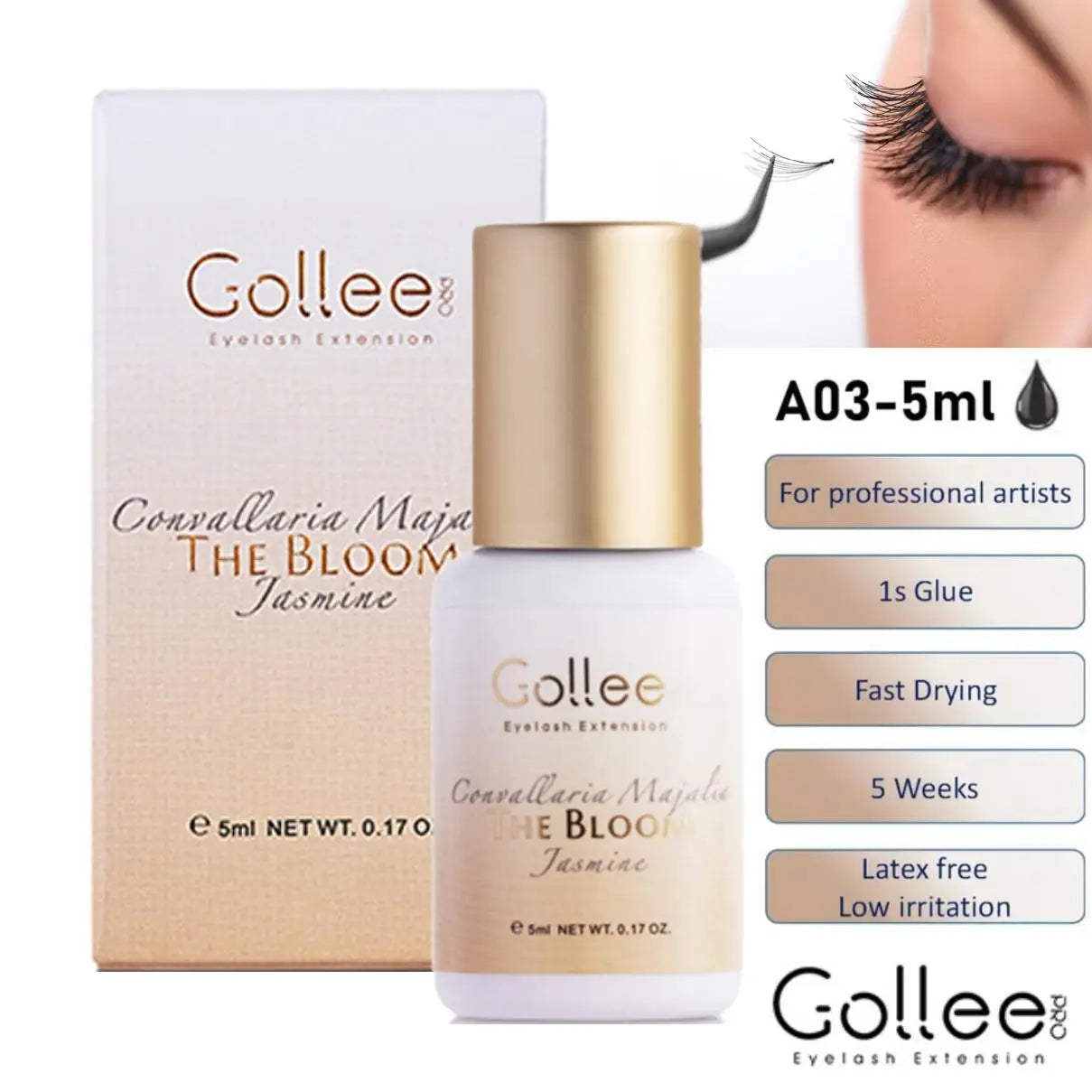Gollee 0.5s Eyelash Extension Glue Fast Drying Professional Eyelash Adhesive Waterproof Lashes Supplies For Salon Eyelash Glue