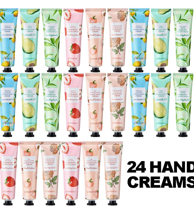 24PCS Hand Cream, Hydrating & Moisturizing, Nourishes and Cares for Hands, Prevents Dryness and Cracking in Autumn and Winter