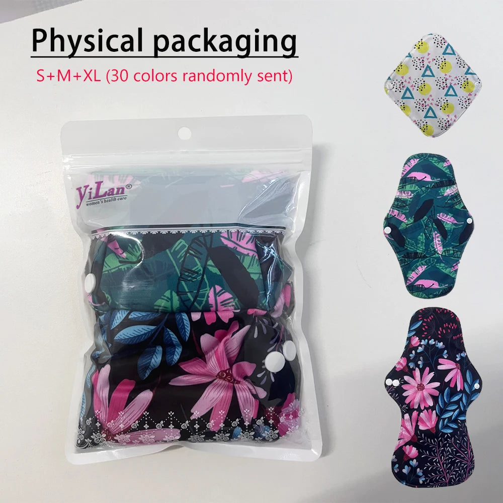S+M+XL Reusable Menstrual Pads Bamboo-Charcoal Absorbency Panty Liner Women Period Panties Cloth Pad Washable Sanitary Napkins