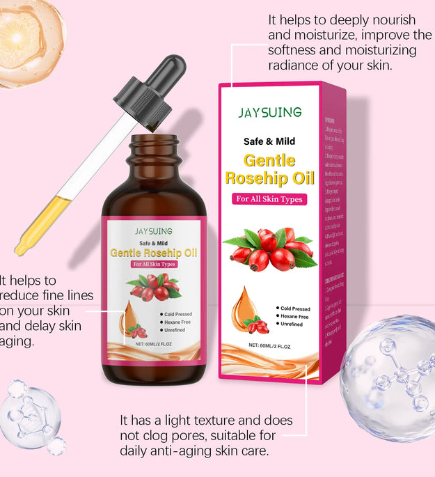 Rosehip Oil for Face Organic Anti-Aging Acne Scar Treatment Fade Fine Line Lifting Firming Moisturizer Wrinkle Reduction Essence