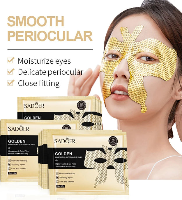 10pcs SADOER Peptide Golden Collagen Eye Mask Moisturizing Firming Smooth Anti Dark Circle Eye Pathes Eyes Masks Skin Care