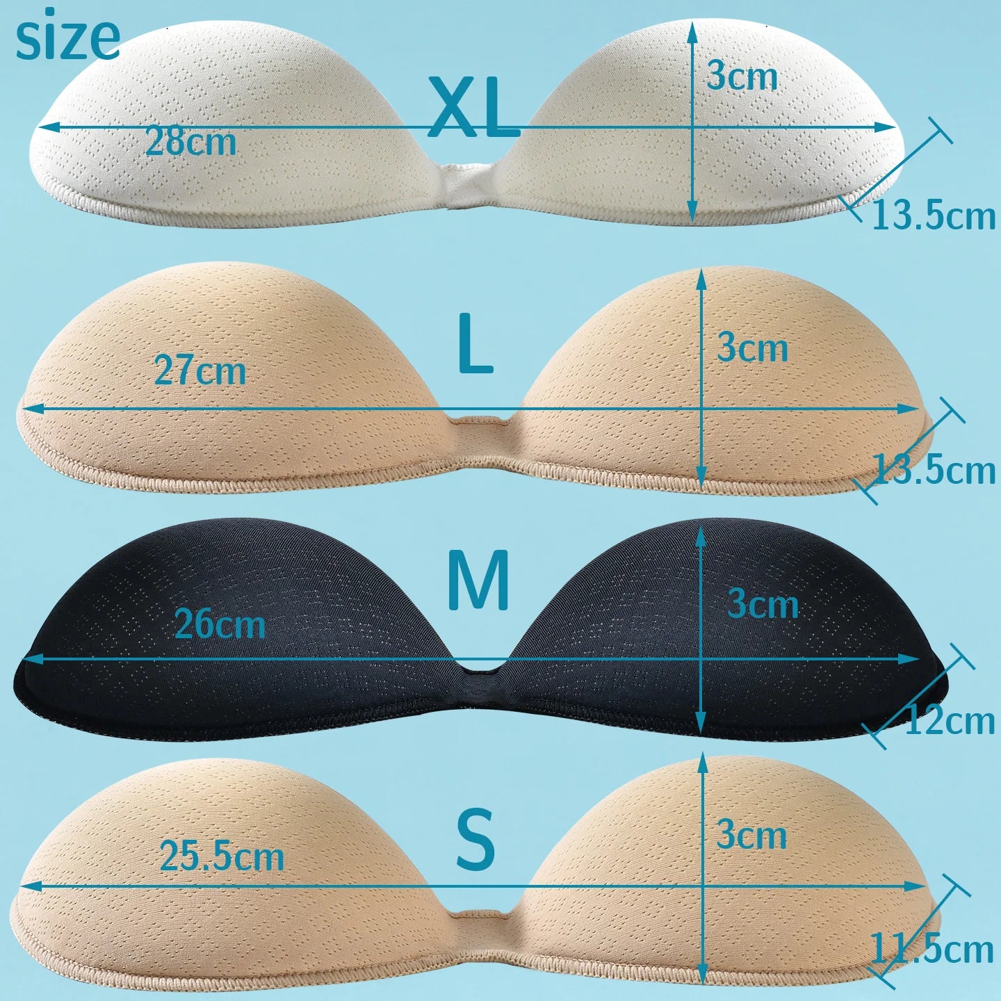 3cm Sexy Thick Latex Breast Pads, Breast Inserts for Lift and Enhancement, Bra Pads for Breast Enlargement, Removable Underwear Breast Accessories Suitable for Swimwear and Bikinis