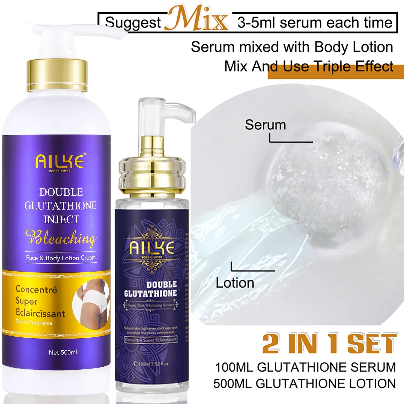 AILKE Glutathione 5-in-1 Women Skin Care Kit, With Body Lotion,  Serum, Dark Spot Removal Cream, Body Cream, Brightening Soap - BlissFully