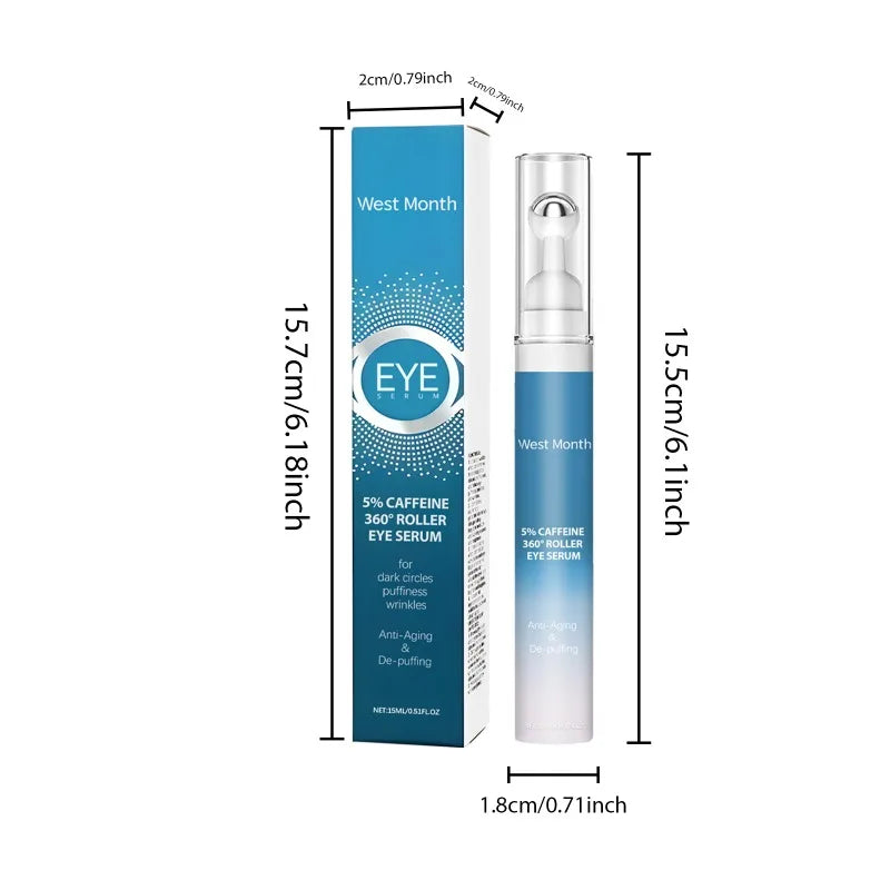 5% Caffeine Eye Serum Nourishing Moisture Under Eye Roller Cream 360° Massage Firming Serum For Dark Circles and Puffiness