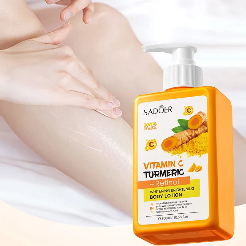 300ml Turmeric Body Cream Dark Spots Whitening Lotion Vitamin C Moisturizing Face Cream Tender Firming Body Skincare
