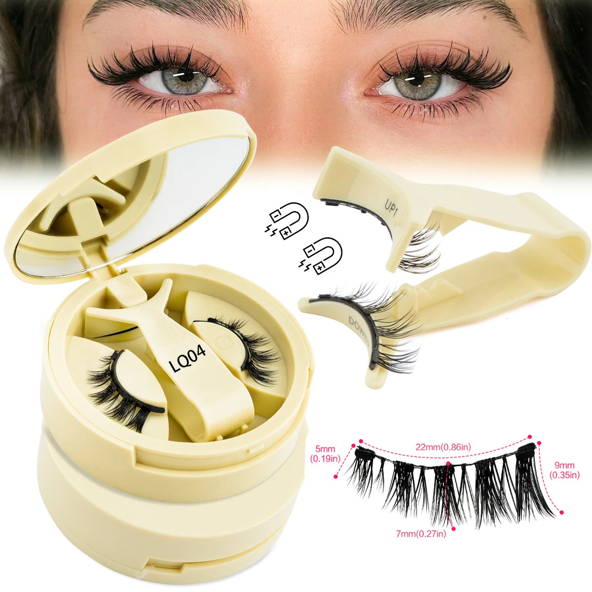 YSDO Soft Magnetic Eyelashes No Glue Needed 1 Pair Natural Short 3D False Lashes Reusable Easy Apply Magnetic Lashes Kit Makeup