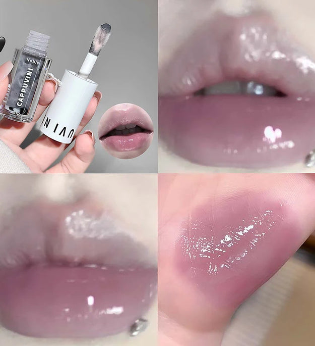 Clear Transparent Grey Purple Lip Gloss Hydrating Drying Lips Mirror Lip Glaze Tint Plumper Moisturizing Crystal Lip Oil Makeup