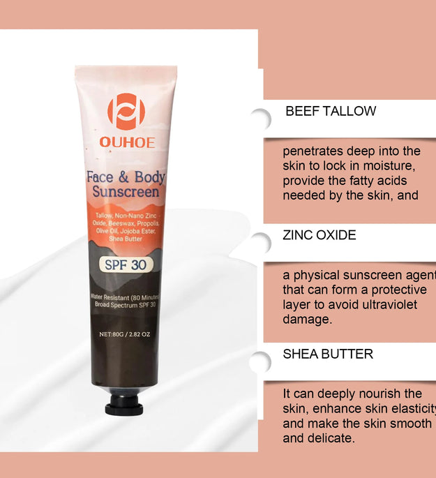 Facial Body Sunscreen SPF 30+ Anti Sun Protection Effectively Lightweight Moisturizer Waterproof Refreshing Oil Control Sunblock