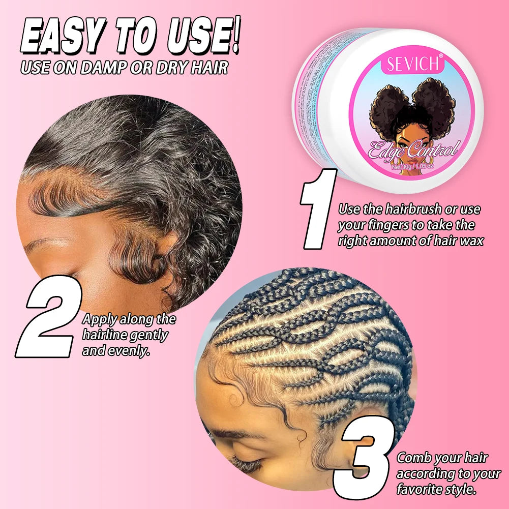 Edge Control Gel Set Hair Braiding Gel Biotin Anti Break Hair Wax Non-Greasy Hair Styling Cream Anti-Frizz Wax Stick For Wig - BlissFully