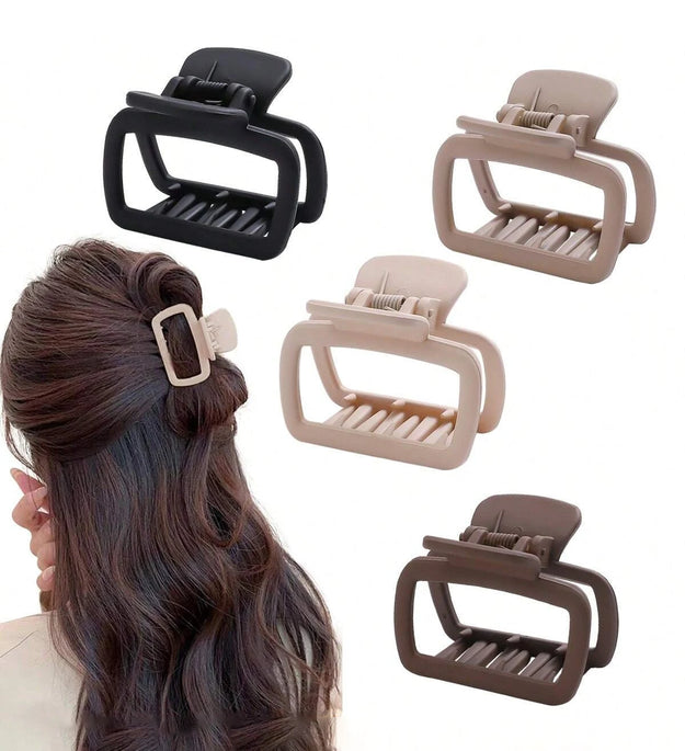 4pcs Women's Square Lightweight Hair Claw Clip Fashionable Elegant Hair Accessory Clip Suitable Hair Styling Makeup