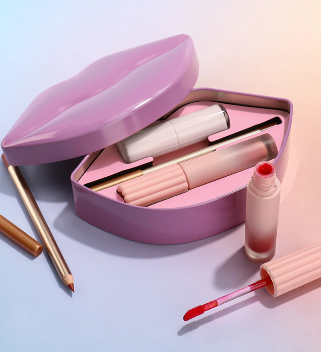 Lip Makeup Kit Private Label Lip Gloss Pencil Liner Balm Matte Glossy Lipgloss Set 3 in 1 Gift Box