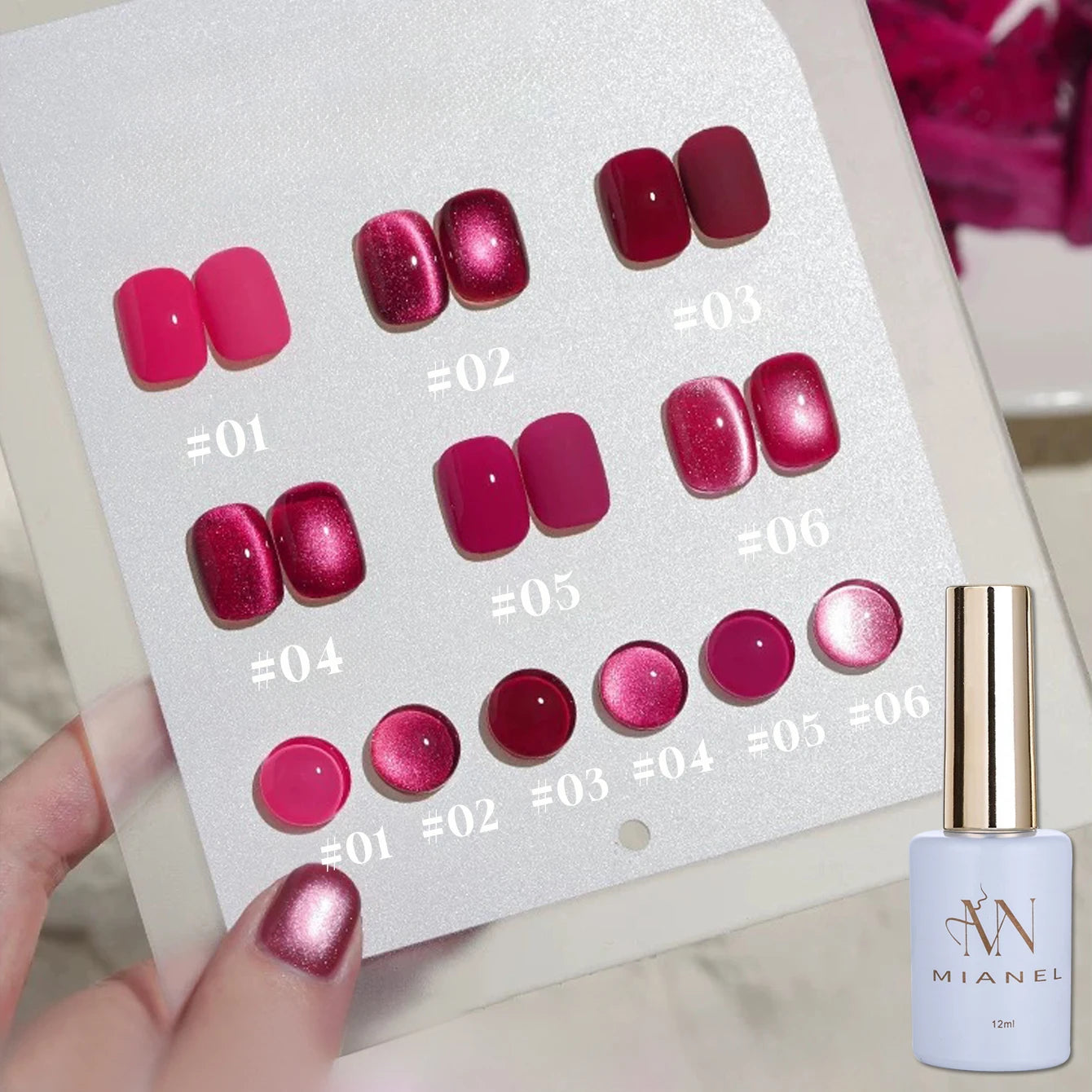 12ML 1-21PCS Winter And Autumn Whitening Red Glass Bead Cat Eye Magnet Gel Nail Polish Christmas Nails Nail Set Nail Art