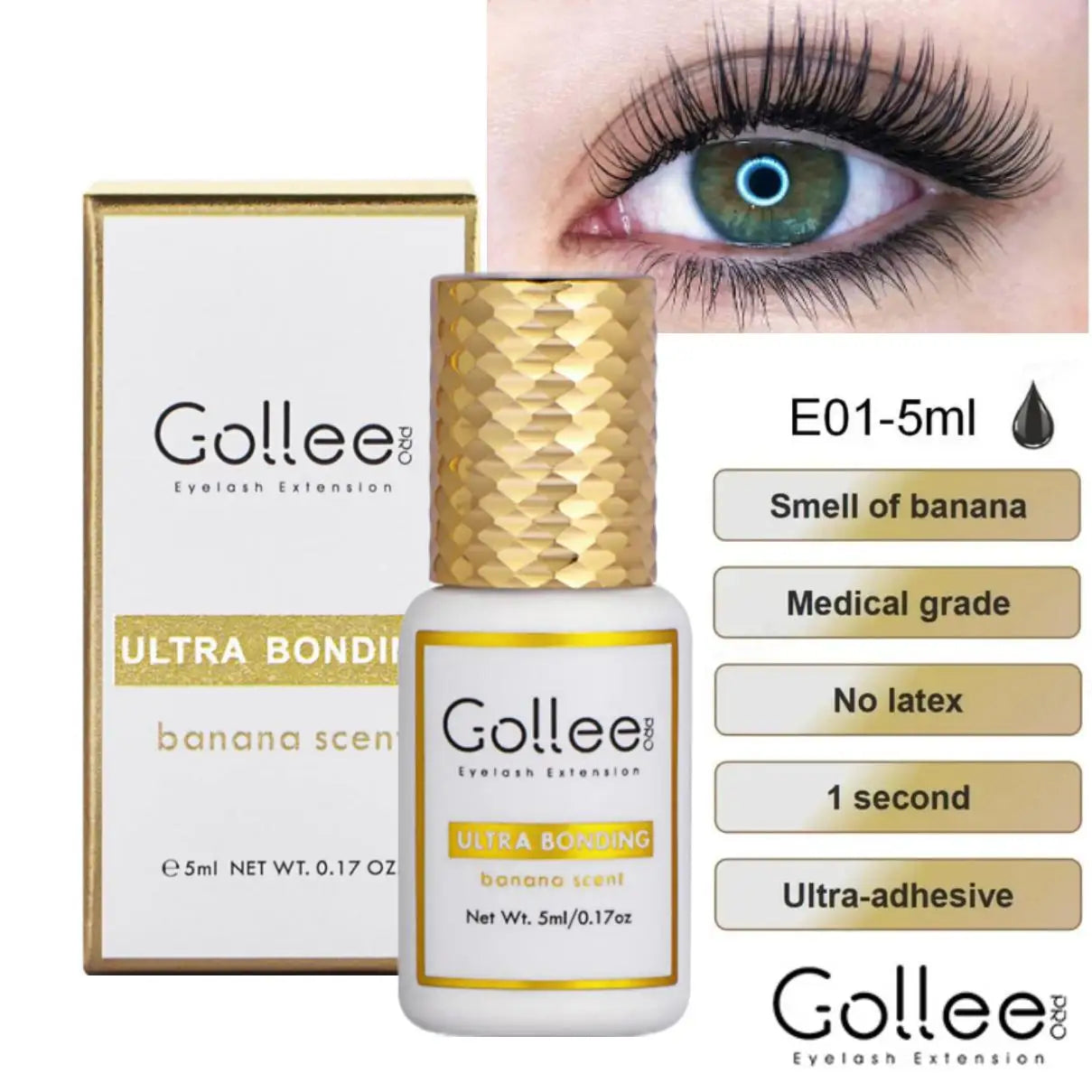 Gollee 0.5s Eyelash Extension Glue Fast Drying Professional Eyelash Adhesive Waterproof Lashes Supplies For Salon Eyelash Glue