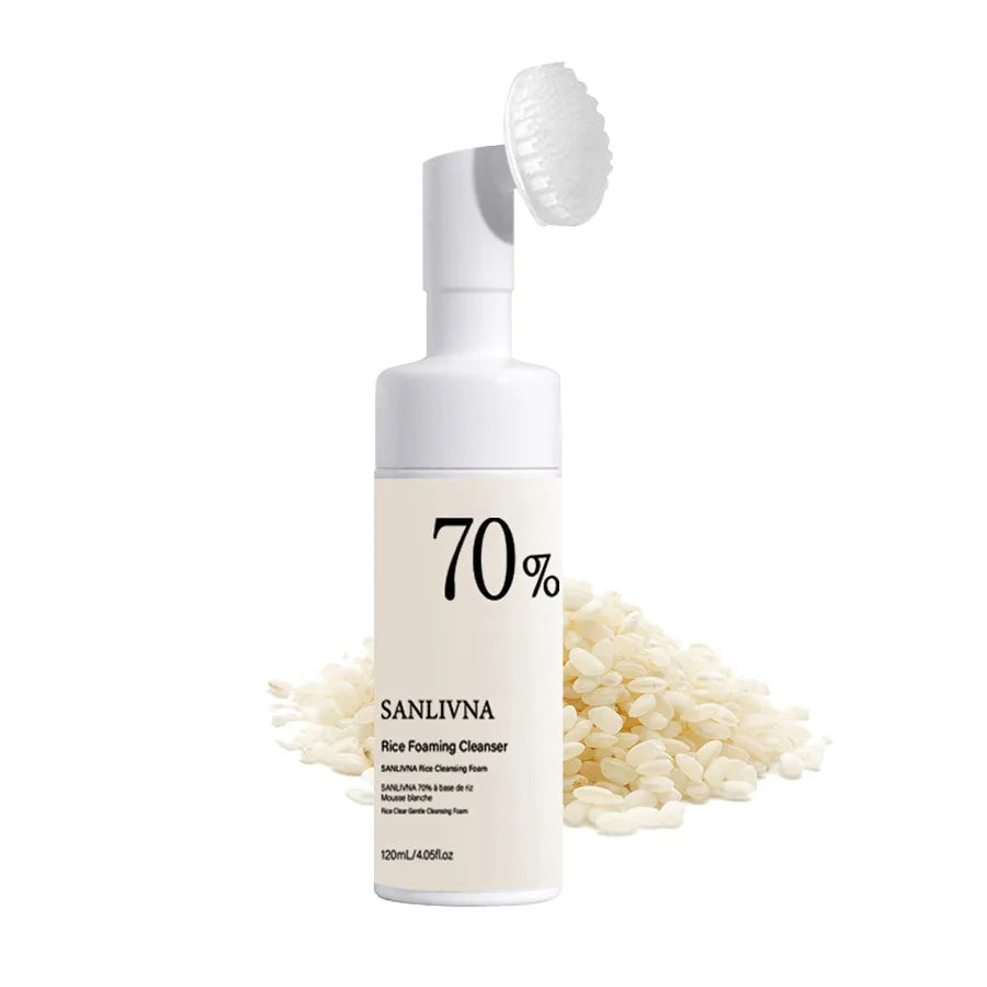 Rice Toner 70% Rice Extract Serum with Niacinamide, Rice Cleansing Foam, Deep Cleansing, Moisturizer for Dry Skin, Skin Care Set - BlissFully