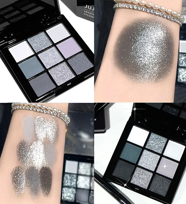 Black light star nine-color eye shadow plate Smoky makeup dark black dark cement plate cross-border