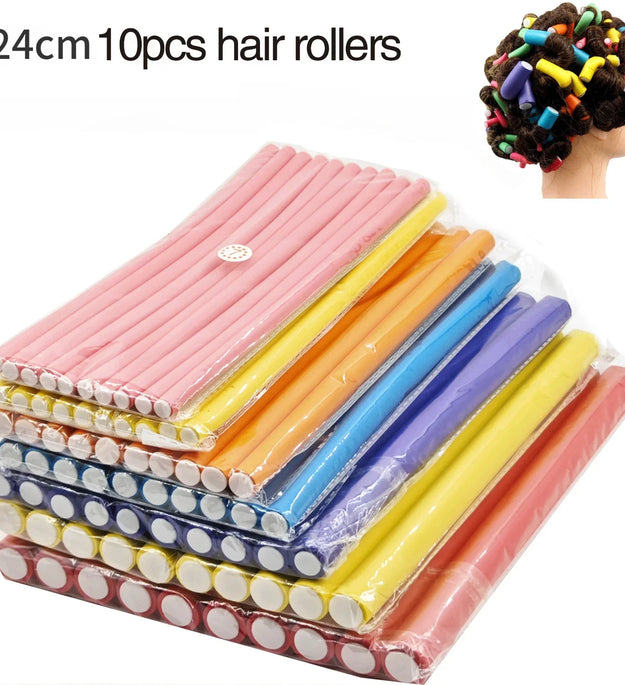 10pcs Flexible Hair Curling Rod Hair Curler Makers Soft Foam Bendy Twist Curls Flexi Rollers Styling Tools Hair Roller No Heat