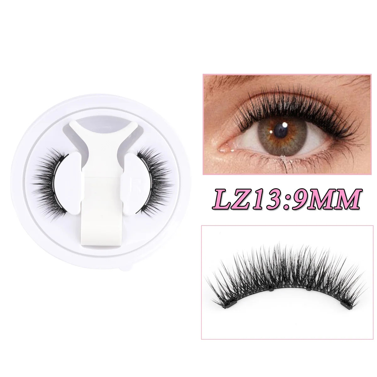 1 Pair Reusable Magnetic Lashes 3D Natural Fluffy Magnetic False Eyelashes No Glue Needed Lashes with Tweezer Set Make up Tools