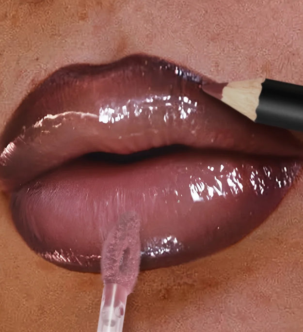 3PCS Shimmer Moisturizing Lip Gloss - Lip Liner and Lip Mud and Oil, Non-Sticky,Glitter, Nourishing Glossy Moisturizing Lipstick