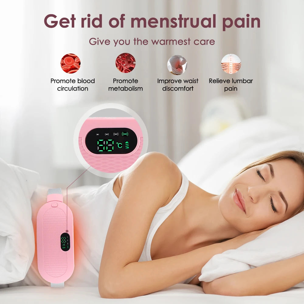 4 Modes Electric Menstrual Heated Pad Warm Uterus Belt Vibrating Waist Massage Period Cramp Warm Palace Waist Belt Massager