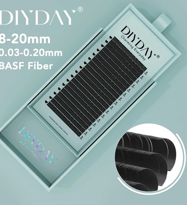 DIYDAY 16Rows Mink Lashes Individual Natural False Eyelashes B C CC D DD Curl Eyelash Extension Supplies for Makeup