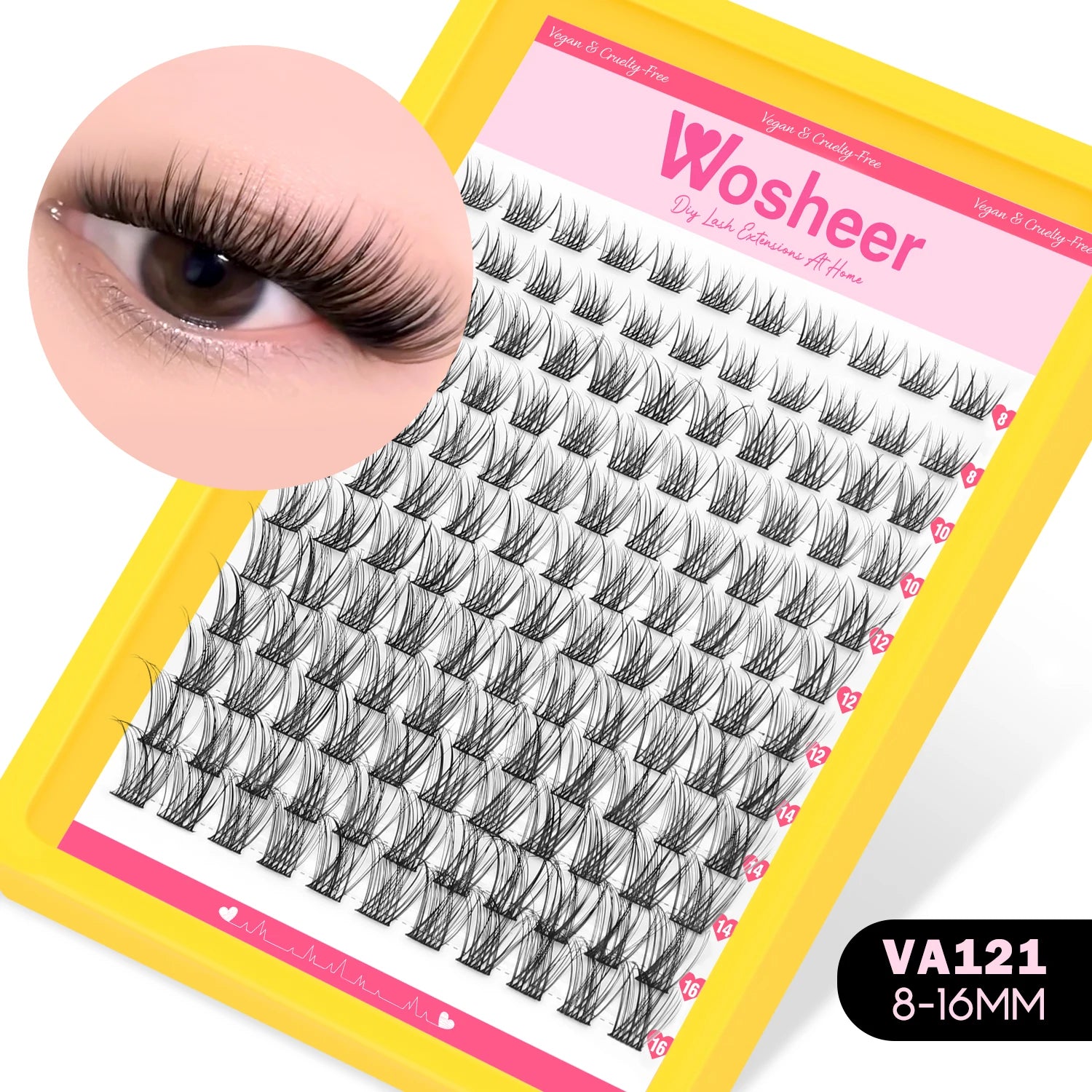 WOSHEER Lashes Cluster Kit Cat Lashes DIY Natural Eyelash Extension Kit Lash Bond & Seal Eyelash Clusters Set Makeup