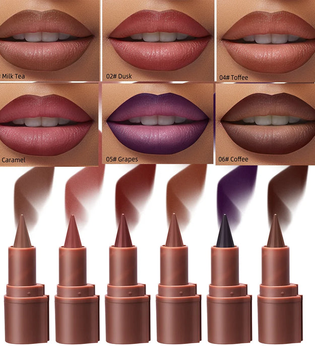 Lakerain Lip Liner Matte Black Brown Velvet Lipstick Waterproof Non Sticky Contouring Tint Lipliner Crayon Lip Makeup