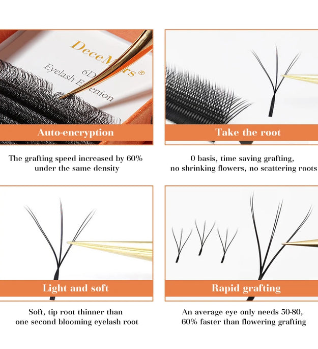 DeceMars 6D-W shaped eyelash extension