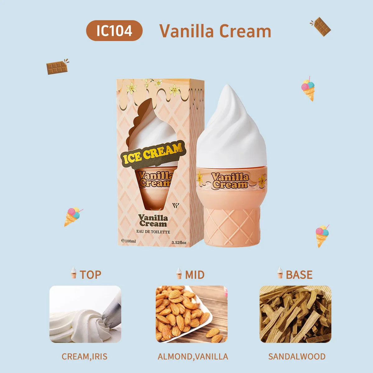 60ml Ice Cream Sweet Women's Perfume Long-lasting Fresh Vitality Floral Fragrance Eau De Toilette Charming Date Fragrance Spray