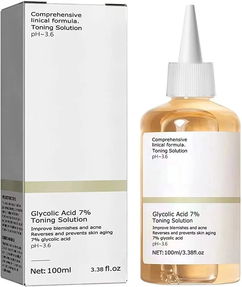 100ml Glycolic Acid 7% Toning Solution To Remove Acne and Moisturize Skin Rejuvenating Lotion - BlissFully