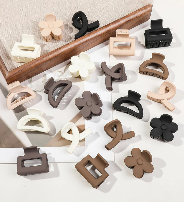 5Pcs Multistyle Small Flower Hair Claw Clips for Women Girl Rectangle Jaw Clip Hair Accessory Semicircle Barrettes for Thin Hair