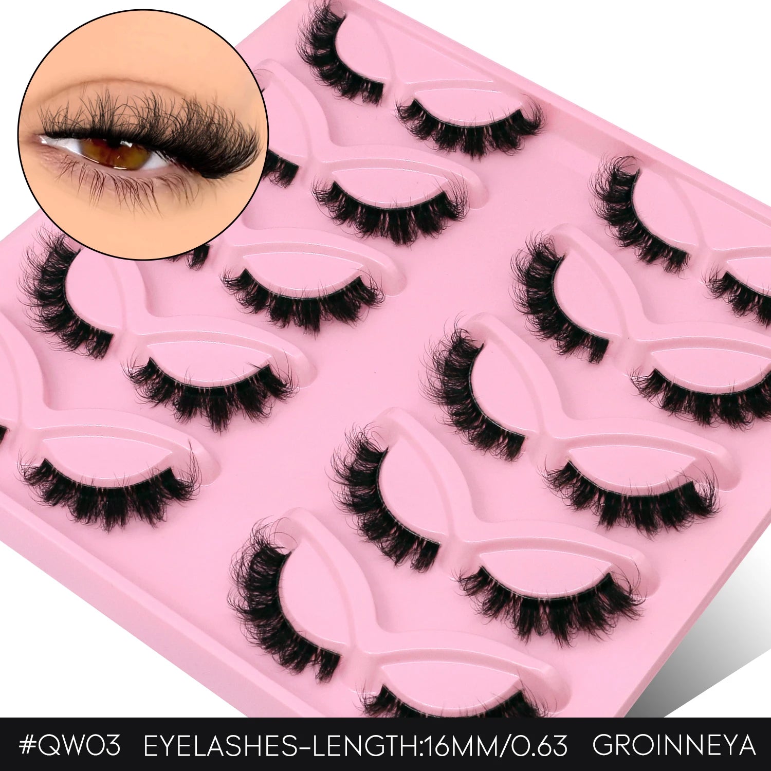 GROINNEYA Fluffy Cat Lashes 3D Faux Mink Lashes Soft Full Thick Eyelashes Wispy False Eyelashes Curly lashes wholesale lashes