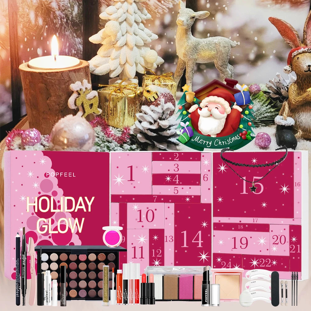 POPFEEL 24-Piece Christmas Surprise Countdown Gift Box Set - Perfect for Gifting Makeup, Accessories, and Mystery Boxes for Moms