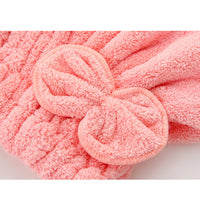 1Pc Microfiber Hair Drying Towels Head Wrap with Bow-Knot Shower Cap Hair Turban HairWrap Bath Cap for Curly Long Wet Hair Gift - BlissFully